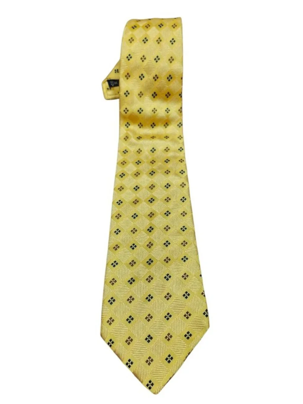 Vintage Burberrys 100% Silk Yellow Geometric Necktie Made in Italy